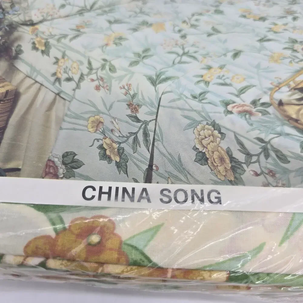 Vintage NOS Room Concepts Cotton Blend Double Sheet Set Flat & Fitted China Song